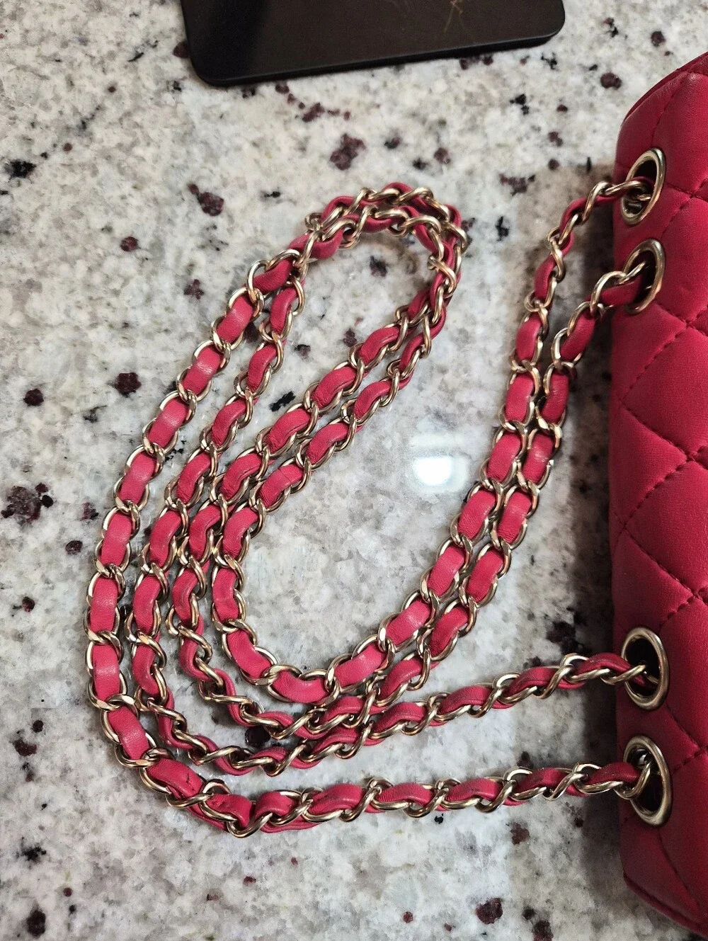 Chanel 15B Lipstick Red Lambskin Classic Mini Flap Bag GHW Rectangular